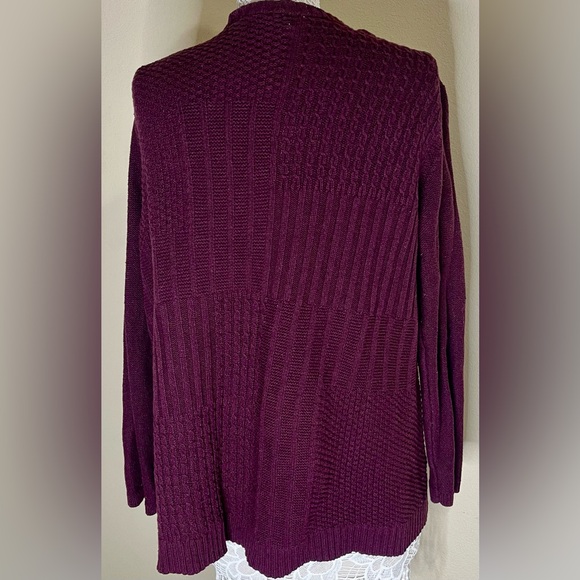 J. Jill Purple Ribbed Knit Cozy Cardigan Sweater, Classic Casual- Acadamia, Work - Picture 3 of 11